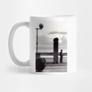 Man taking in the view on the sea front at Swansea, Wales - 1996 Mug